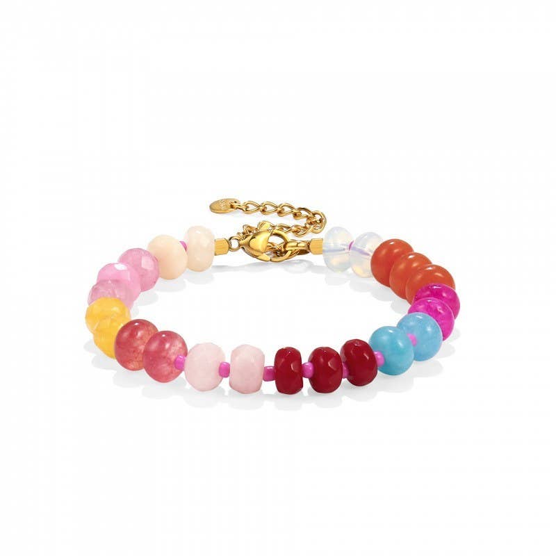 Candy Pop Resin Beaded Bracelet with Gold Clasp | Colorful Boho Jewelry