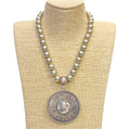 Sombrero Pendant Necklace – Silver Beaded Convertible Statement Jewelry