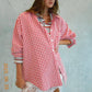 Red Gingham Oversized Button Down Shirt | The Gussied Goose Boutique