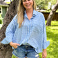 Aqua Gingham Oversized Button Down Shirt | The Gussied Goose Boutique