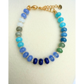Blue Resin Beaded Bracelet with Gold Clasp | Coastal Boho Jewelry