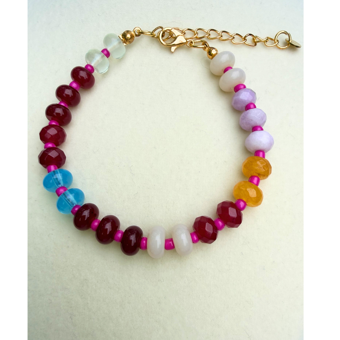 Candy Pop Resin Beaded Bracelet with Gold Clasp | Colorful Boho Jewelry