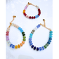 Rainbow Resin Beaded Bracelet with Gold Clasp | Colorful Boho Jewelry