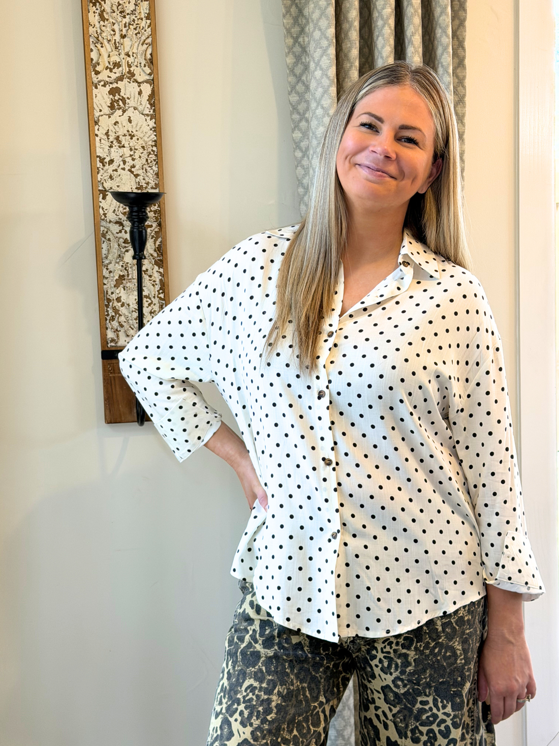 Noir Dot Collared Shirt