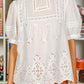 Women's White Eyelet Embroidered Blouse | The Gussied Goose Boutique