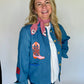 Embroidered Denim Jacket, Multicolor