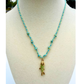 Blue 18K Gold Fish Charm Cotton Rope Necklace