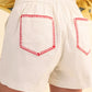 White High Waist Shorts with Red Stitching | Tailored Summer Shorts for Women