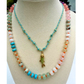 Blue 18K Gold Fish Charm Cotton Rope Necklace