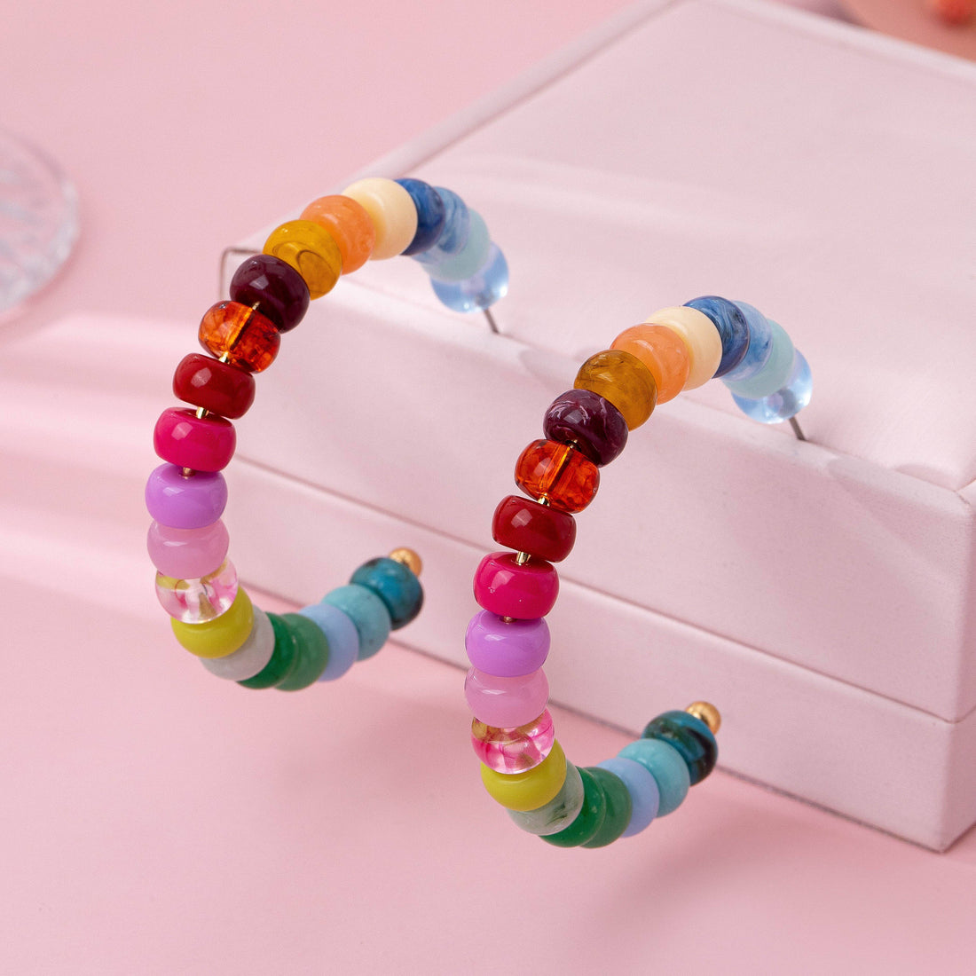 Candy Pop Resin Hoop Earrings | Colorful Boho Statement Earrings