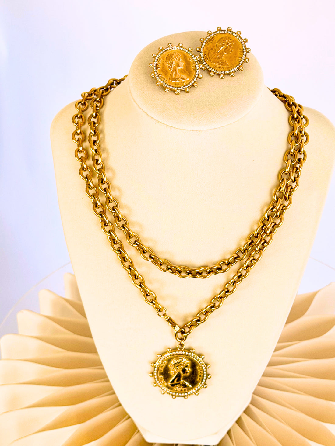 Love Each Other Coin Earrings - Gold + Diamond Detail