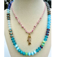 Fuchsia 18K Gold Fish Charm Cotton Rope Necklace