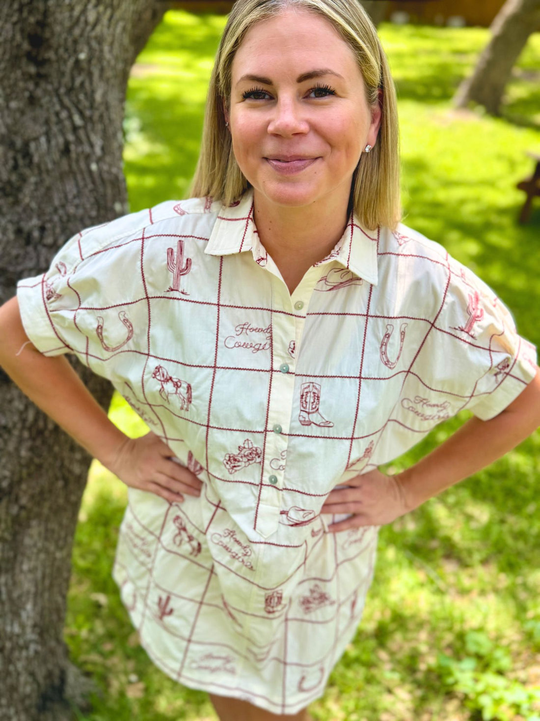 High Noon Heritage Shirt Dress | Cowboy Print Cotton Dress | The Gussied Goose Boutique