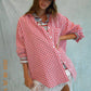 Red Gingham Oversized Button Down Shirt | The Gussied Goose Boutique