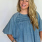 Babydoll Denim Top, Balloon Sleeve