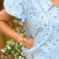 Light Blue Embroidered Floral Peter Pan Collar Blouse | Feminine Cotton Button Down Top