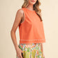 Orange Whipstitch Tank Top | Cotton Sleeveless Blouse with Contrast Trim