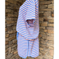 Blue & Pink Striped Lounge Set | Casual Two Piece Top & Skirt Outfit for Women