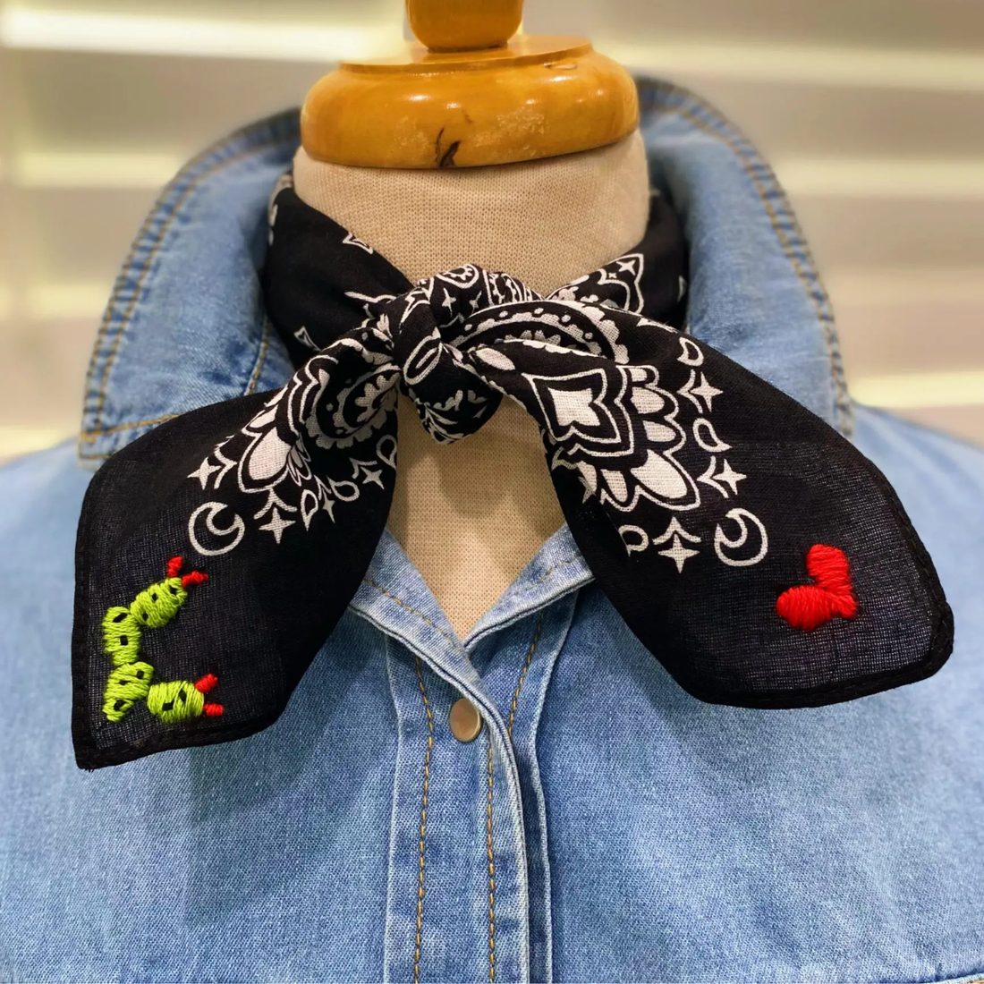 PRE-ORDER Embroidered Cactus Bandana
