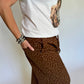 Satin Polka Dot Wide Leg Pants, Brown