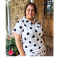 Black & Cream Polka Dot Shorts Set | V Neck Top & Drawstring Shorts Outfit for Women