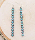 Turquoise Linear Drop Earrings – Western Long Semi-Stone Statement Earrings
