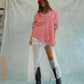Red Gingham Oversized Button Down Shirt | The Gussied Goose Boutique
