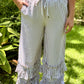 Beige Stripe Tiered Ruffle Hem Pull-On Maxi Pants