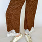Satin Polka Dot Wide Leg Pants, Brown