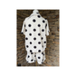 Black & Cream Polka Dot Shorts Set | V Neck Top & Drawstring Shorts Outfit for Women