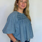 Babydoll Denim Top, Balloon Sleeve
