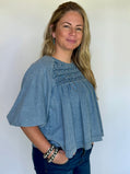 Babydoll Denim Top, Balloon Sleeve