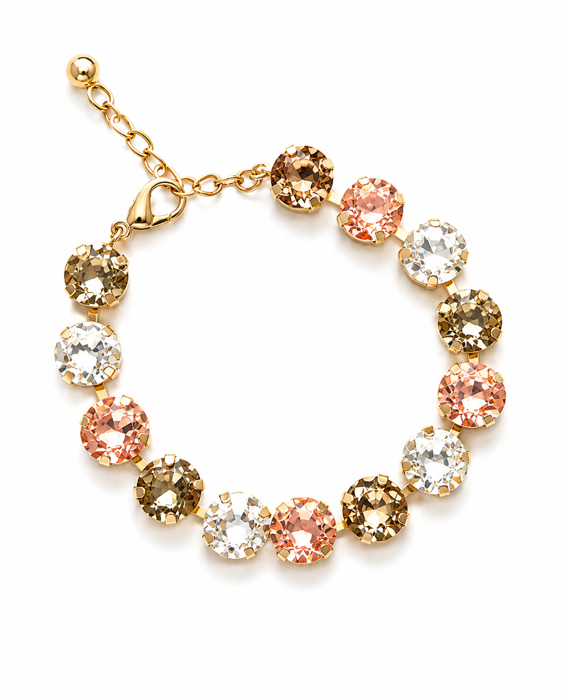 Crystal Rhinestone Bracelet, Champagne Pink Clear