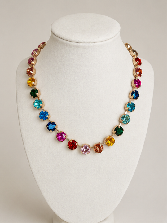 Crystal Rhinestone Necklace, Multicolored