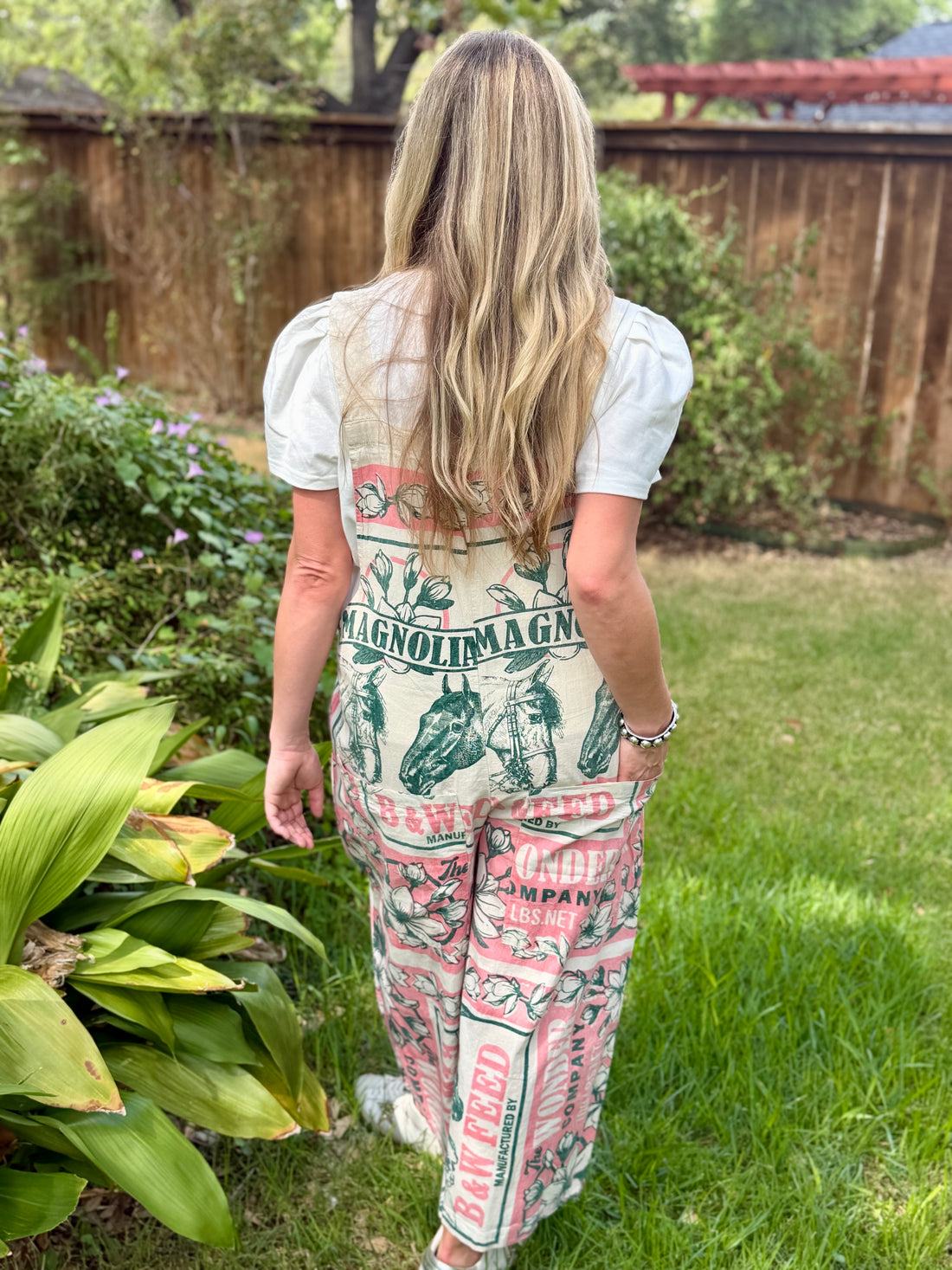Flour Sack Cotton Jumpsuit, Magnolia Horse Print