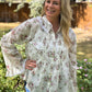 Woven Button-Down Blouse, White Floral Print