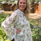 Woven Button-Down Blouse, White Floral Print