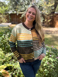 Mixed Stripe Cardigan, Brown/Mustard