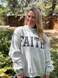 FAITH | Embroidered Polka-Dot Mock Neck Sweatshirt