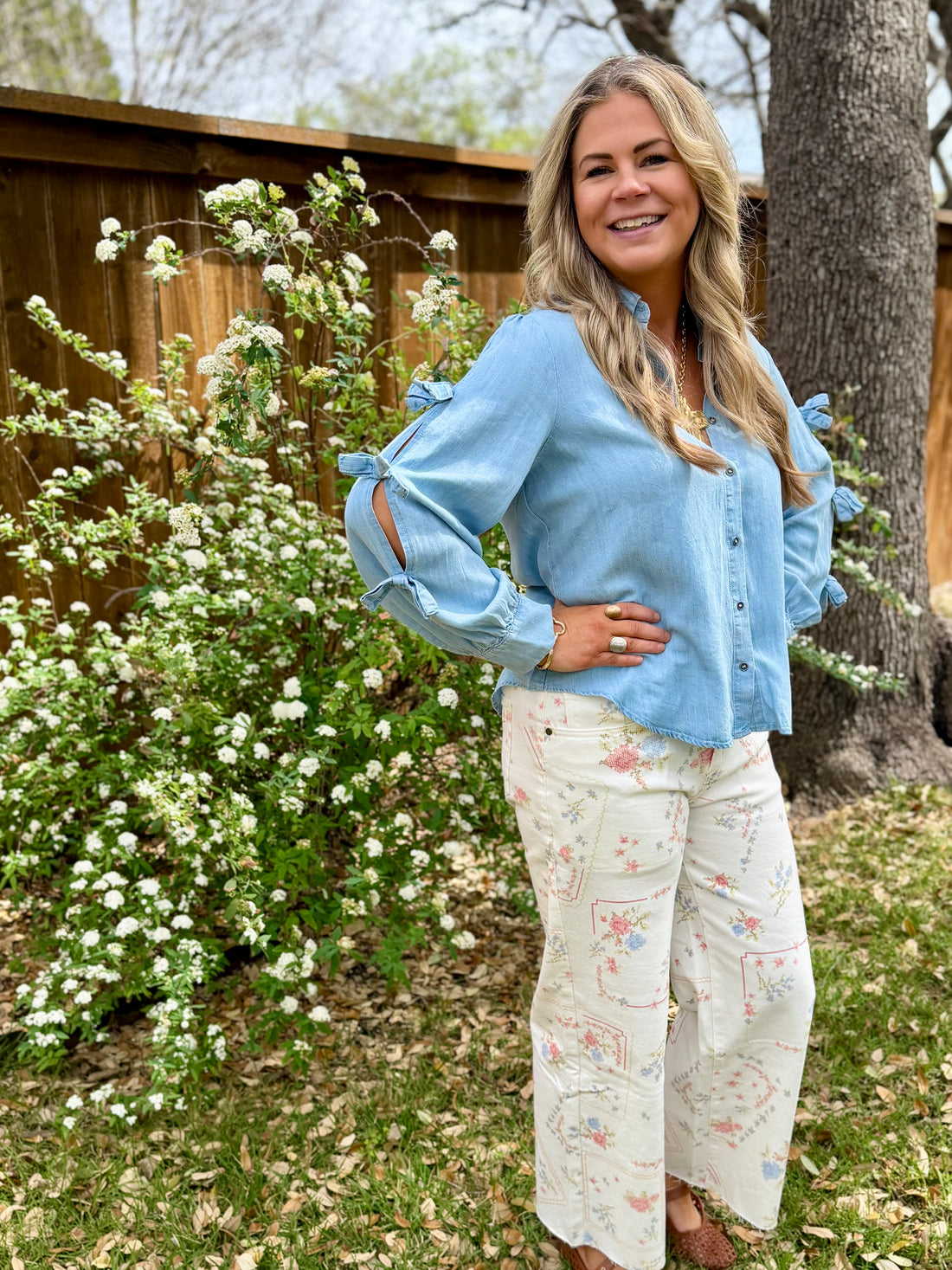 Bow Denim Top