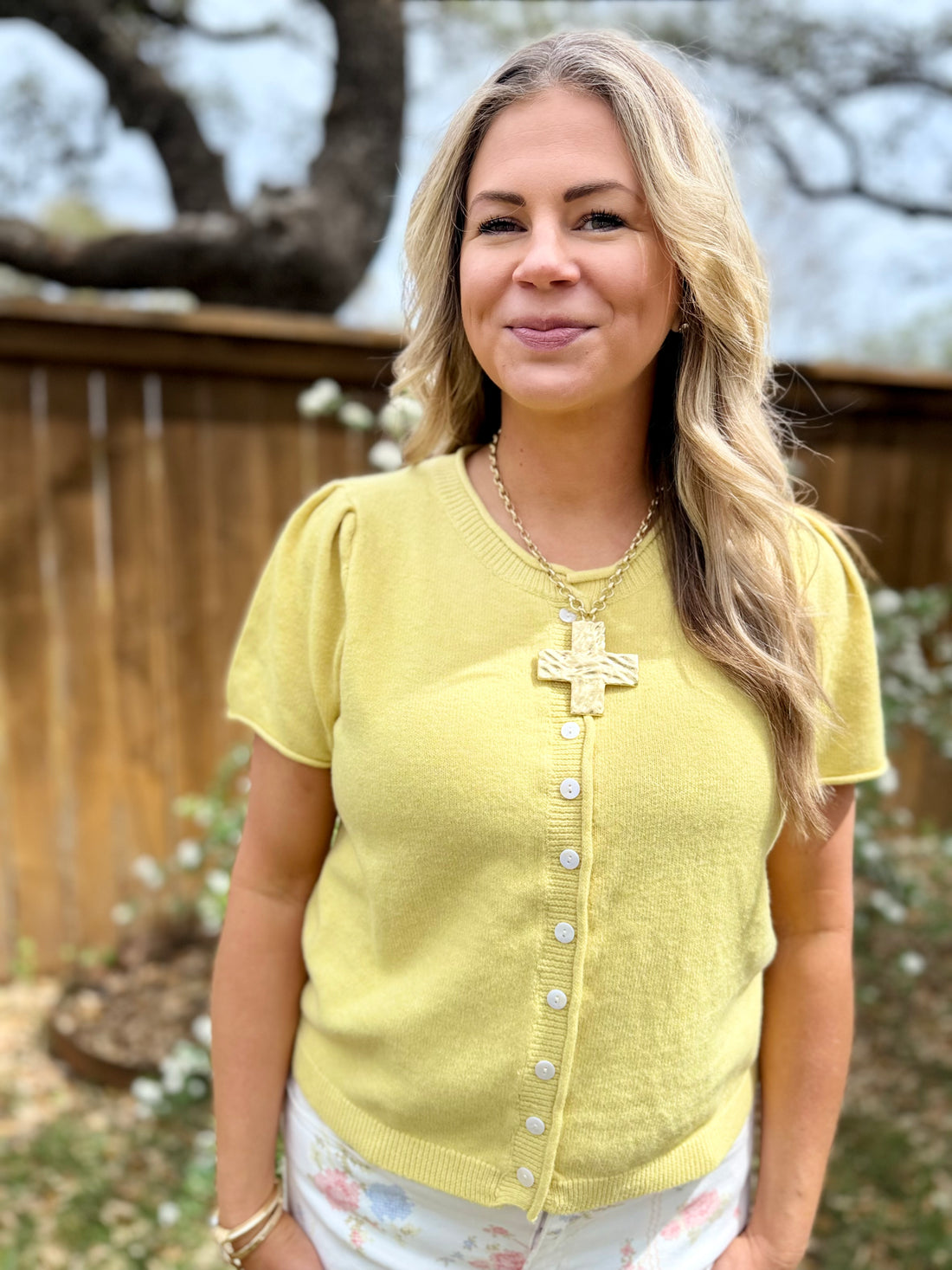 Sunbeam Cardigan | Light Yellow Short Sleeve Knit Cardigan