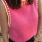 Pretty in Pearls Top | Pink Pearl Embellished Sweater Tank