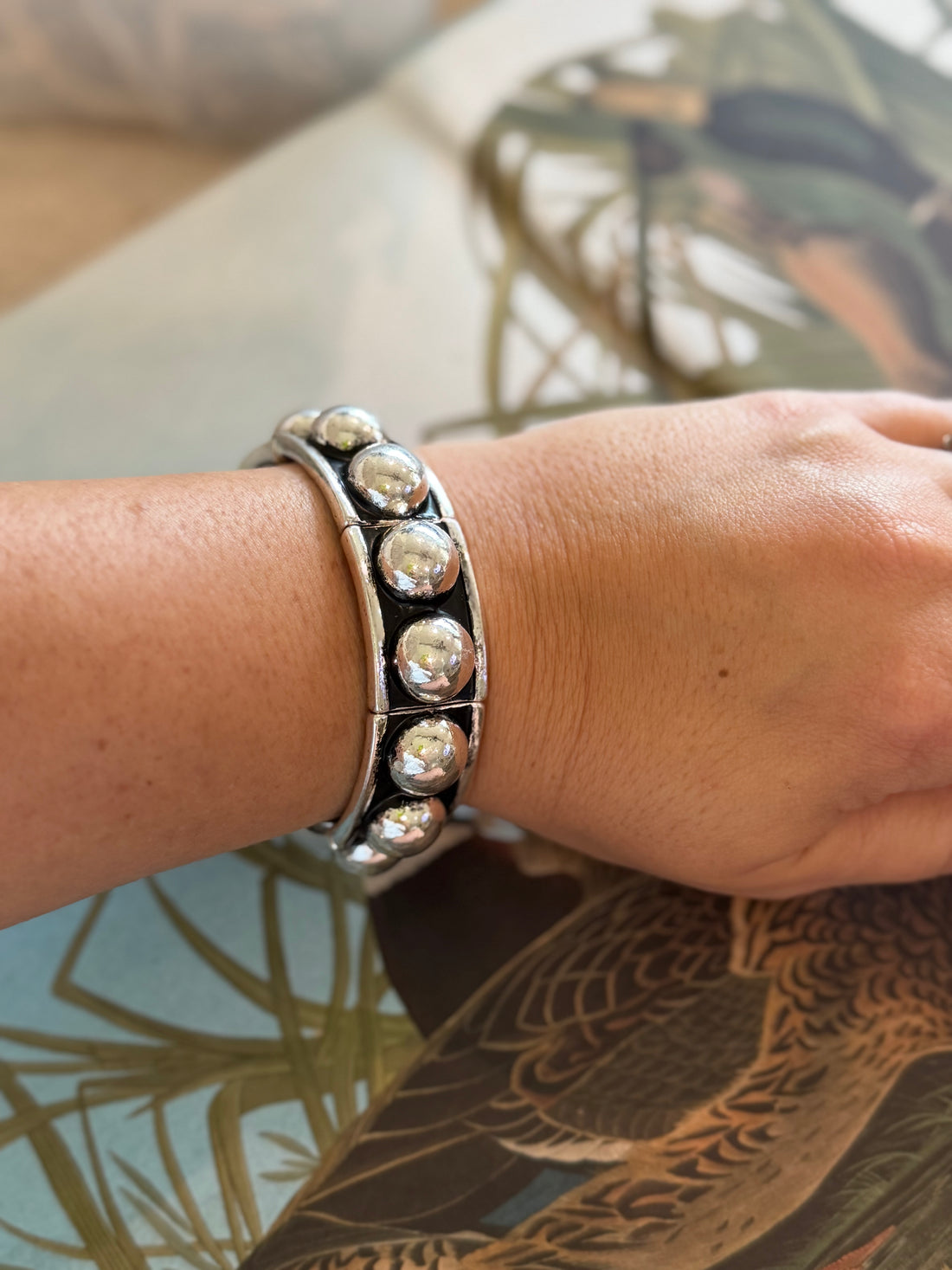 Bold Silver Studded Stretch Bracelets – Chunky Stackable Statement