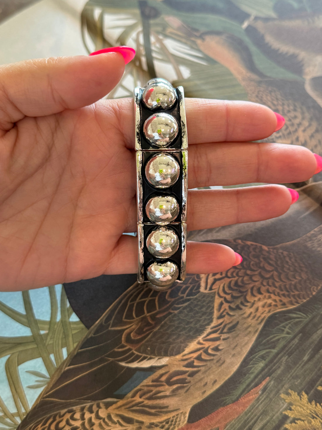 Bold Silver Studded Stretch Bracelets – Chunky Stackable Statement