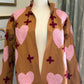 Heirloom Heart Jacket | Brown & Pink Reversible Embroidered Jacket