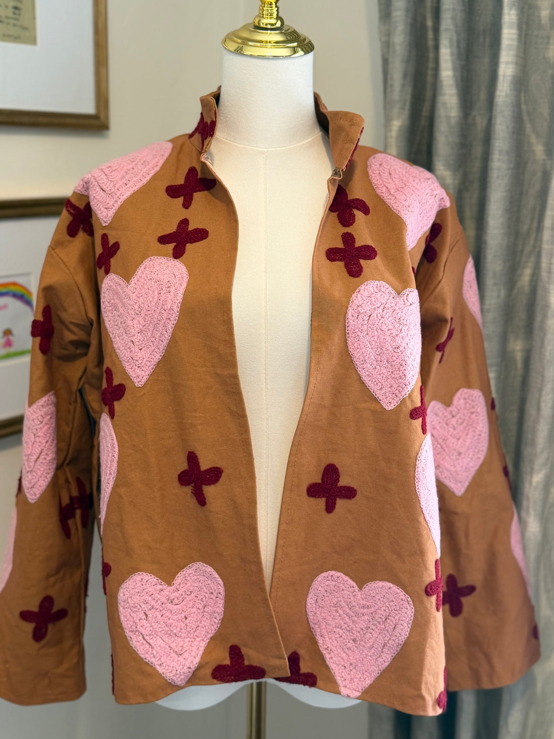 Heirloom Heart Jacket | Brown & Pink Reversible Embroidered Jacket