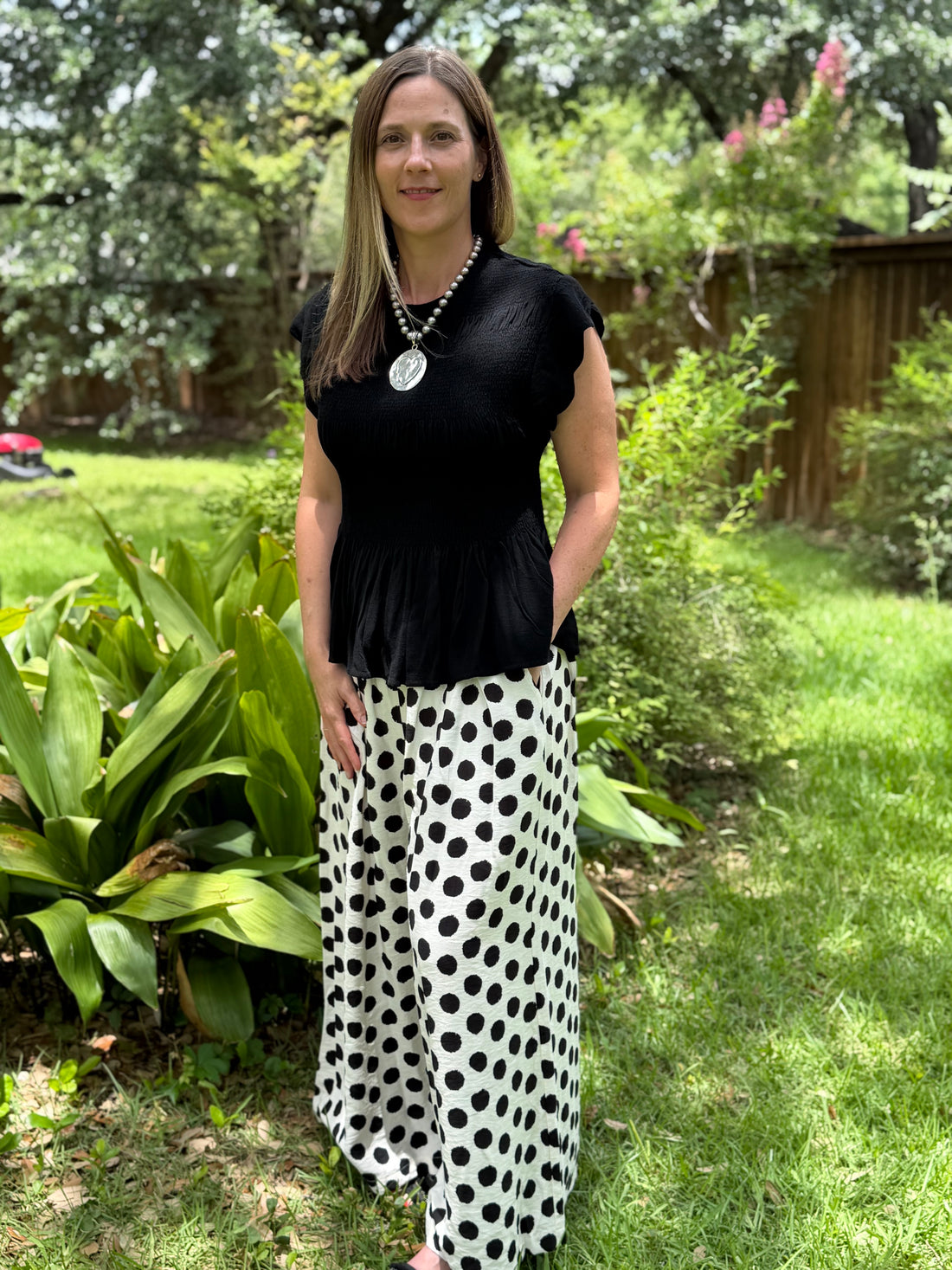 Polka Dot Palazzo Pants | Off White Wide Leg Pants | The Gussied Goose Boutique