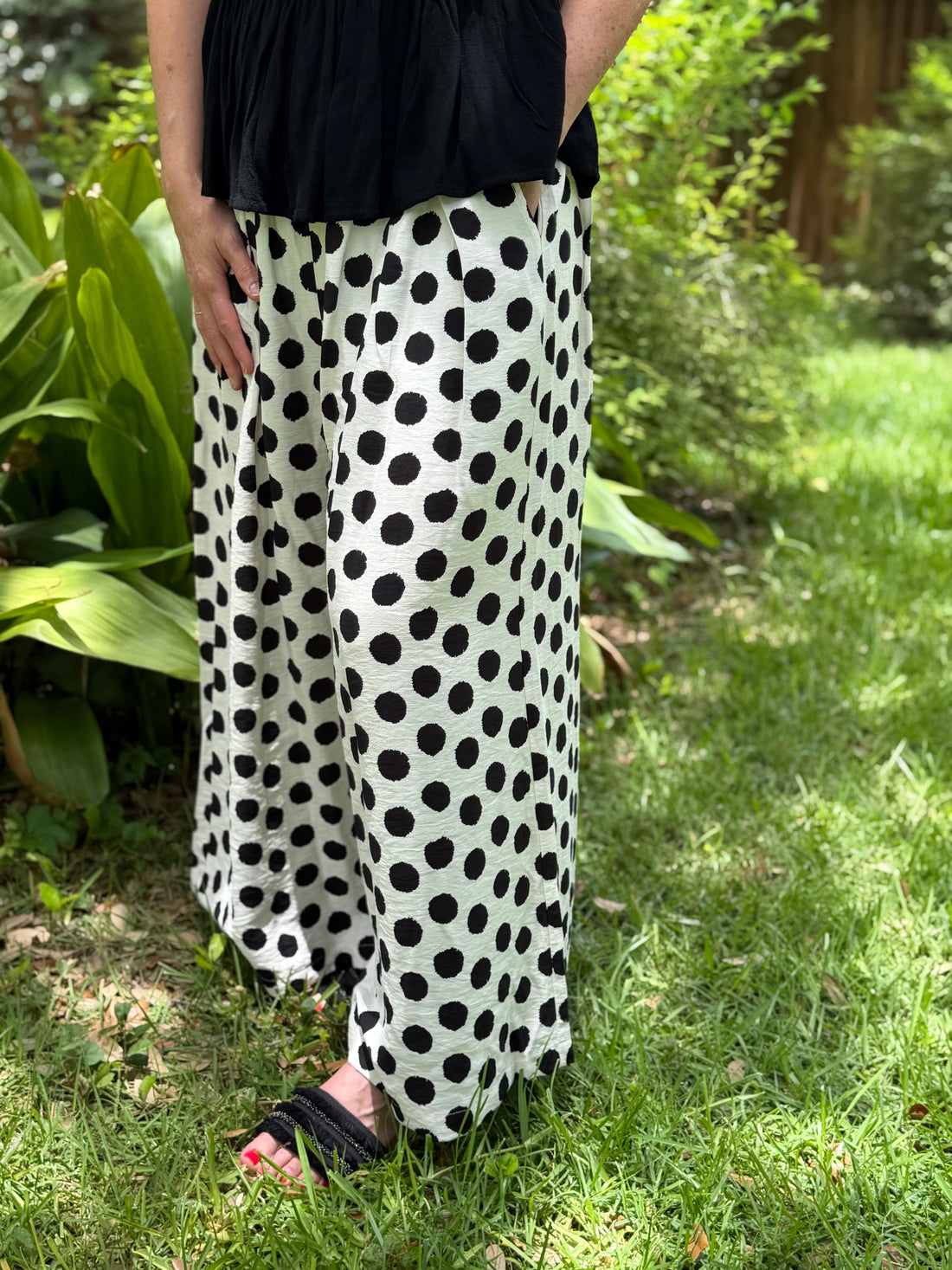 Polka Dot Palazzo Pants | Off White Wide Leg Pants | The Gussied Goose Boutique