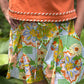 Floral Pleated High Waist Shorts | Colorful Vintage-Inspired Print Summer Shorts