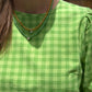 Matcha Gingham Scalloped Puff Sleeve Blouse | The Gussied Goose Boutique